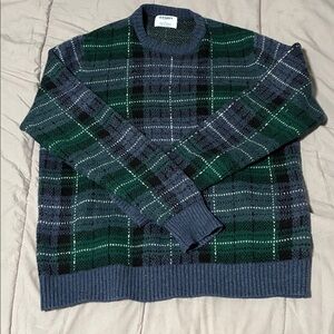 Gant Navy and Forest Green Plaid Crewneck Sweater